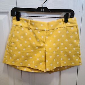 Ann Taylor Yellow White Poka Dots Shorts